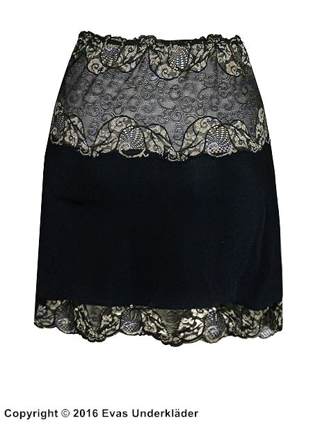 Kort kjol/topp med bred, vacker spets, 3 i 1, plus size